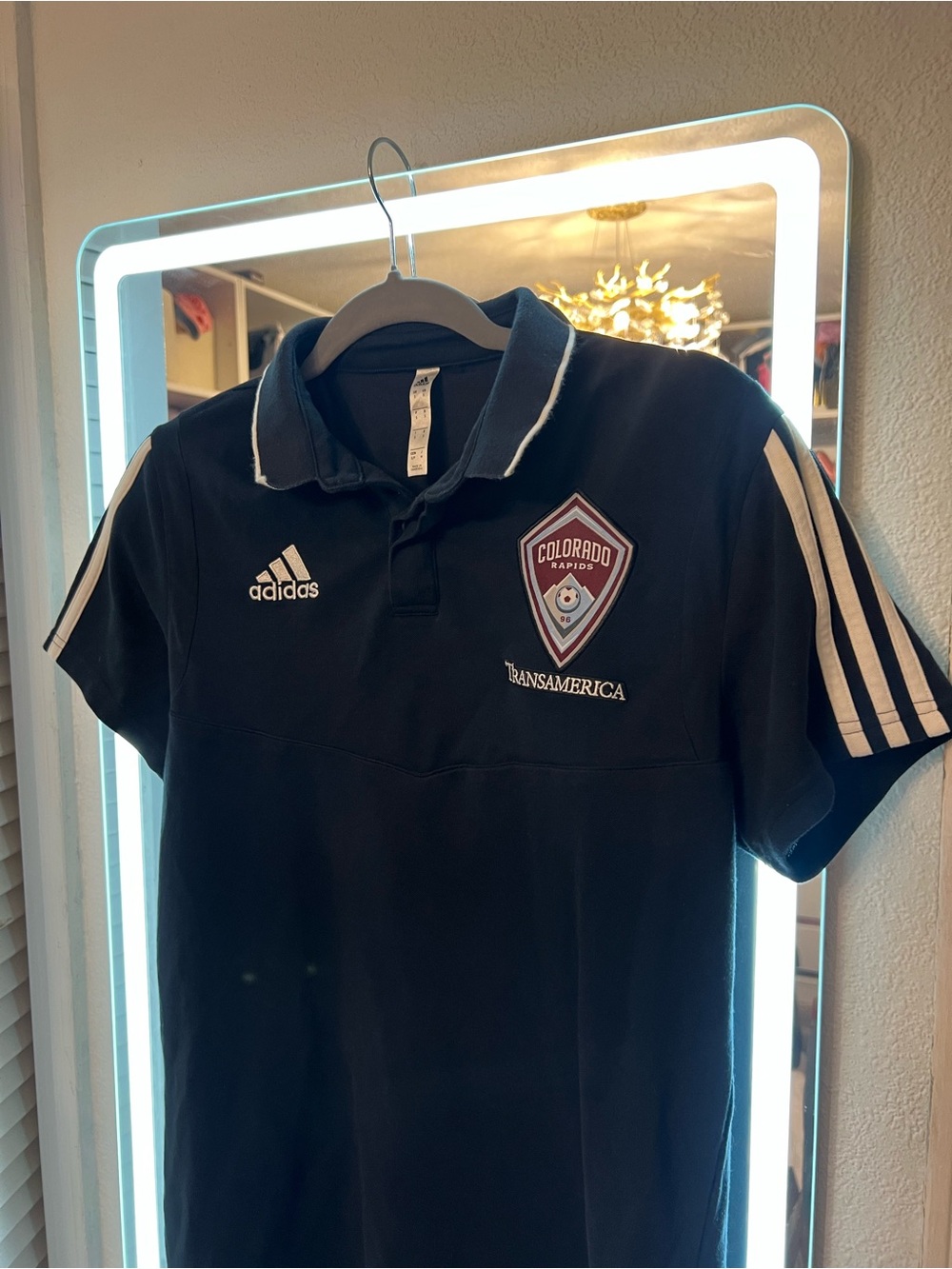 adidas Navy Youth Colorado Rapids Polo with White Stripes
